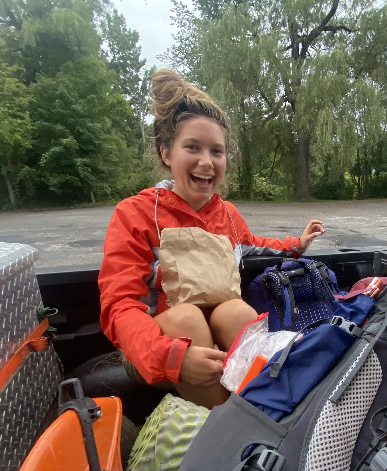 Karli in a truck bed